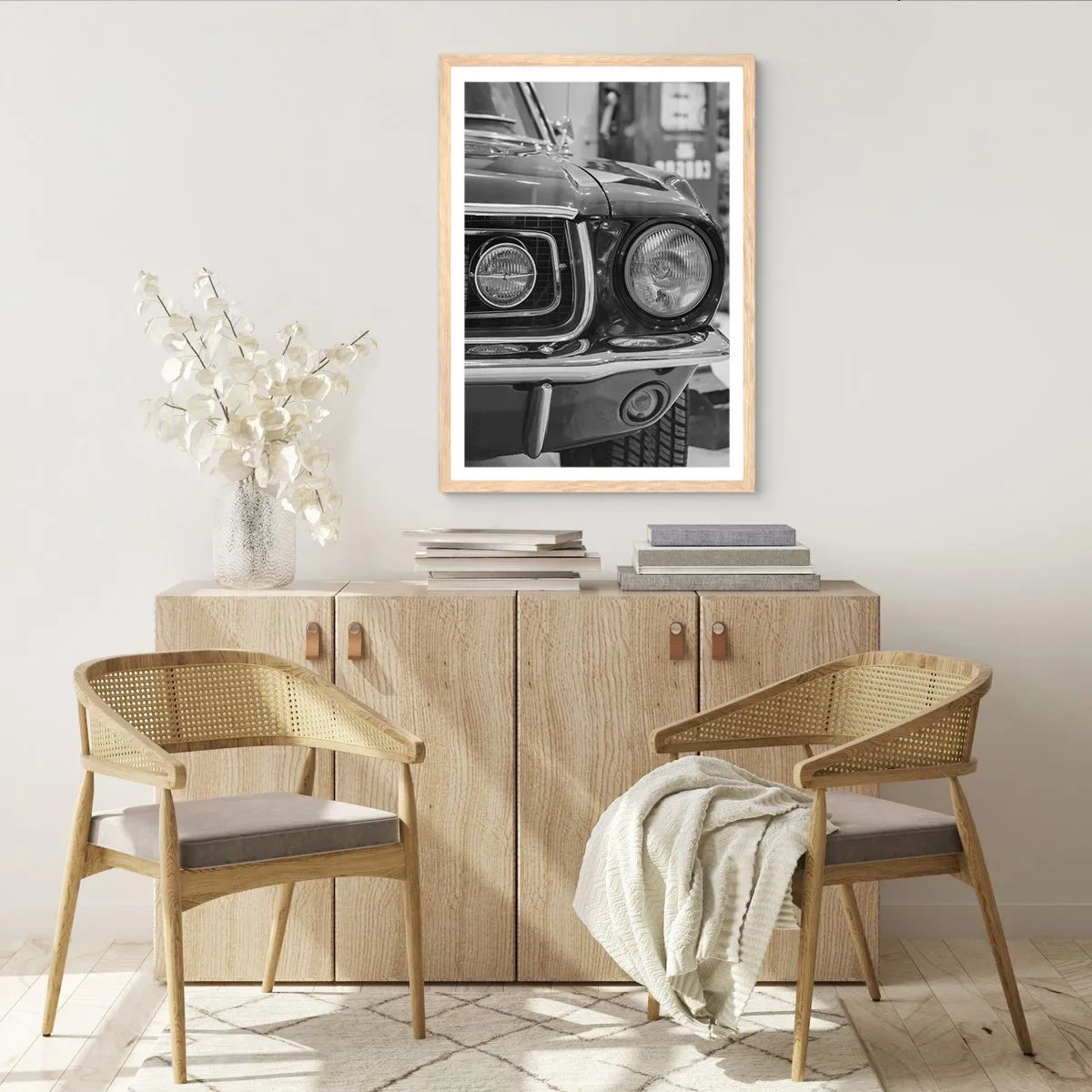 Póster en marco roble claro - Paseo rudo - 50x70 cm