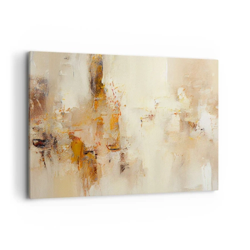 Cuadro sobre lienzo - Impresión de Imagen - Una composición abstracta en tonos cálidos de amarillo y marrón. - 100x70cm - El alma del ámbar - Decoración de pared moderna para salón y dormitorio ARTTOR