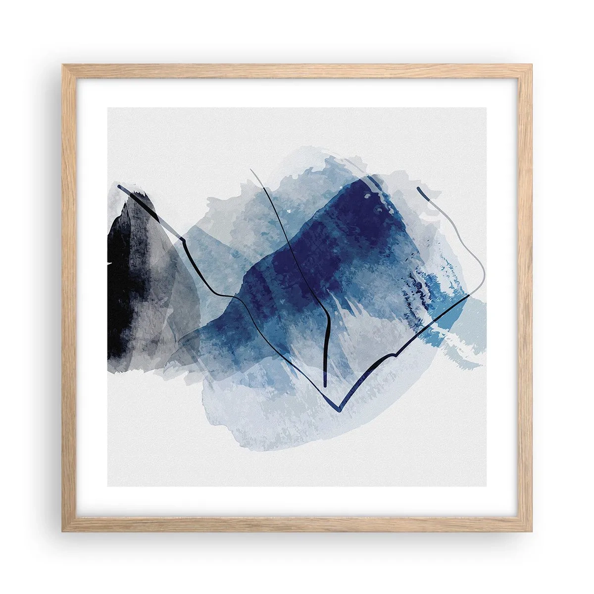 Póster en marco roble claro - Montaña helada - 50x50 cm