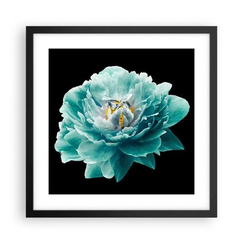 Póster en marco negro - Pétalos azules y dorados - 40x40 cm