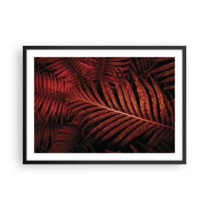 Póster en marco negro - Primer plano de hojas tropicales rojas - 70x50cm - Las brasas de la vida - Decoración de pared moderna para salón y dormitorio ARTTOR