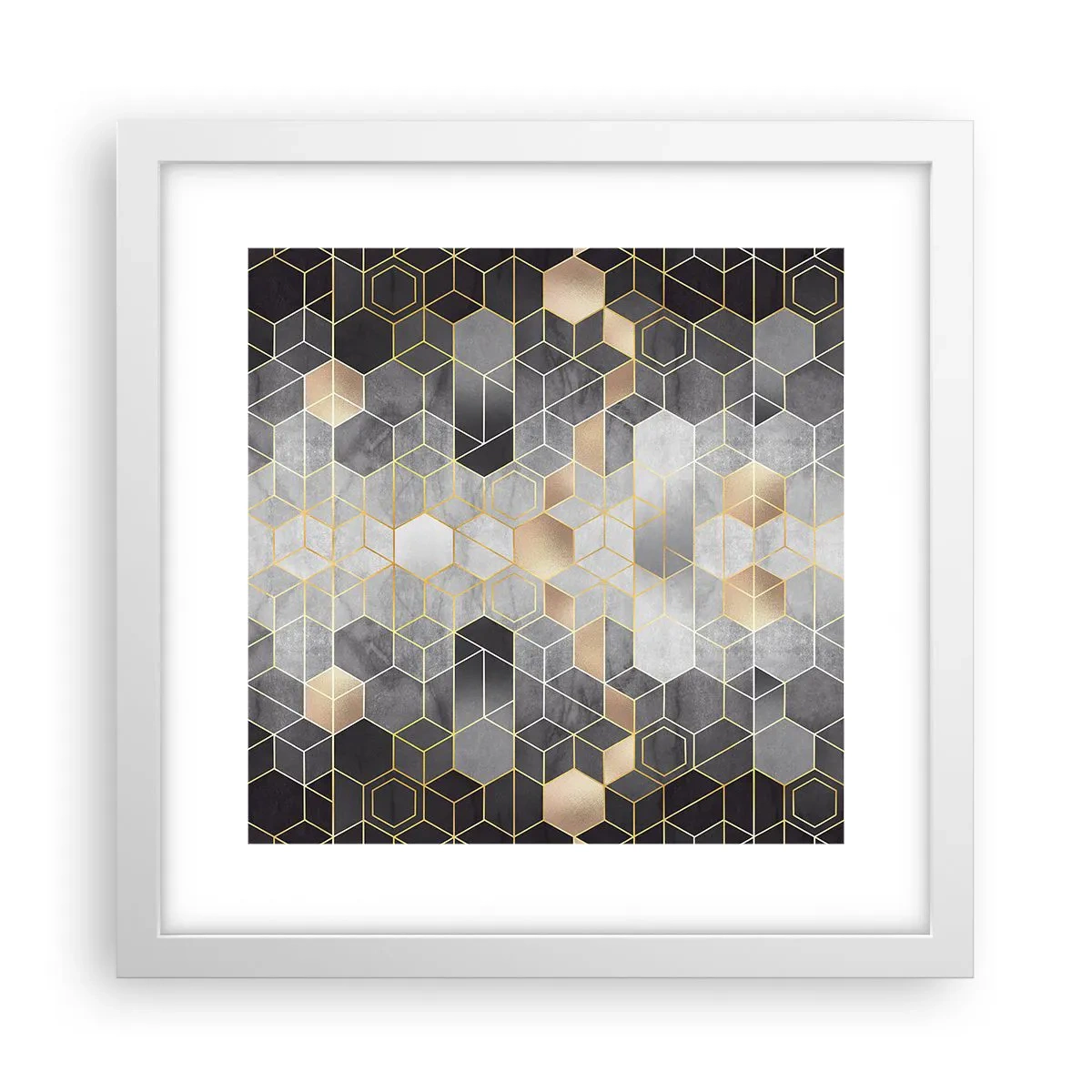Póster en marco blanco - Composición de diamantes - 30x30 cm
