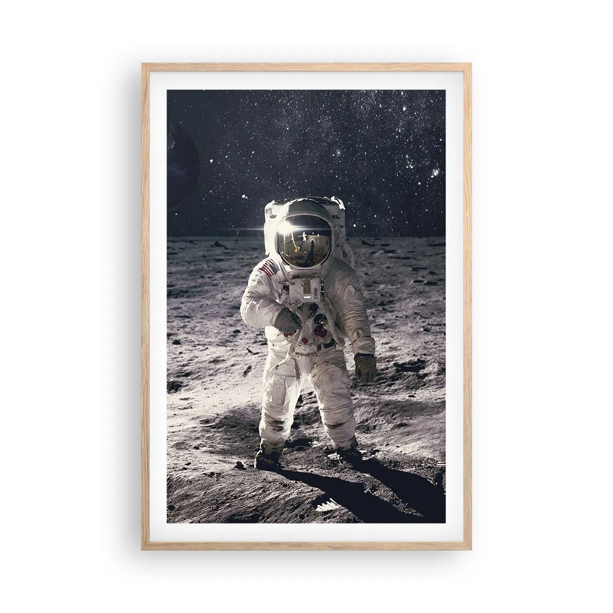 Póster en marco roble claro - Saludos desde la Luna - 61x91 cm