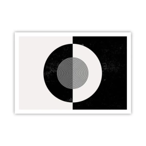 Póster - Patrón gráfico en blanco y negro contrastante - 100x70cm - Armonía en blanco y negro - Decoración de pared moderna para salón y dormitorio ARTTOR