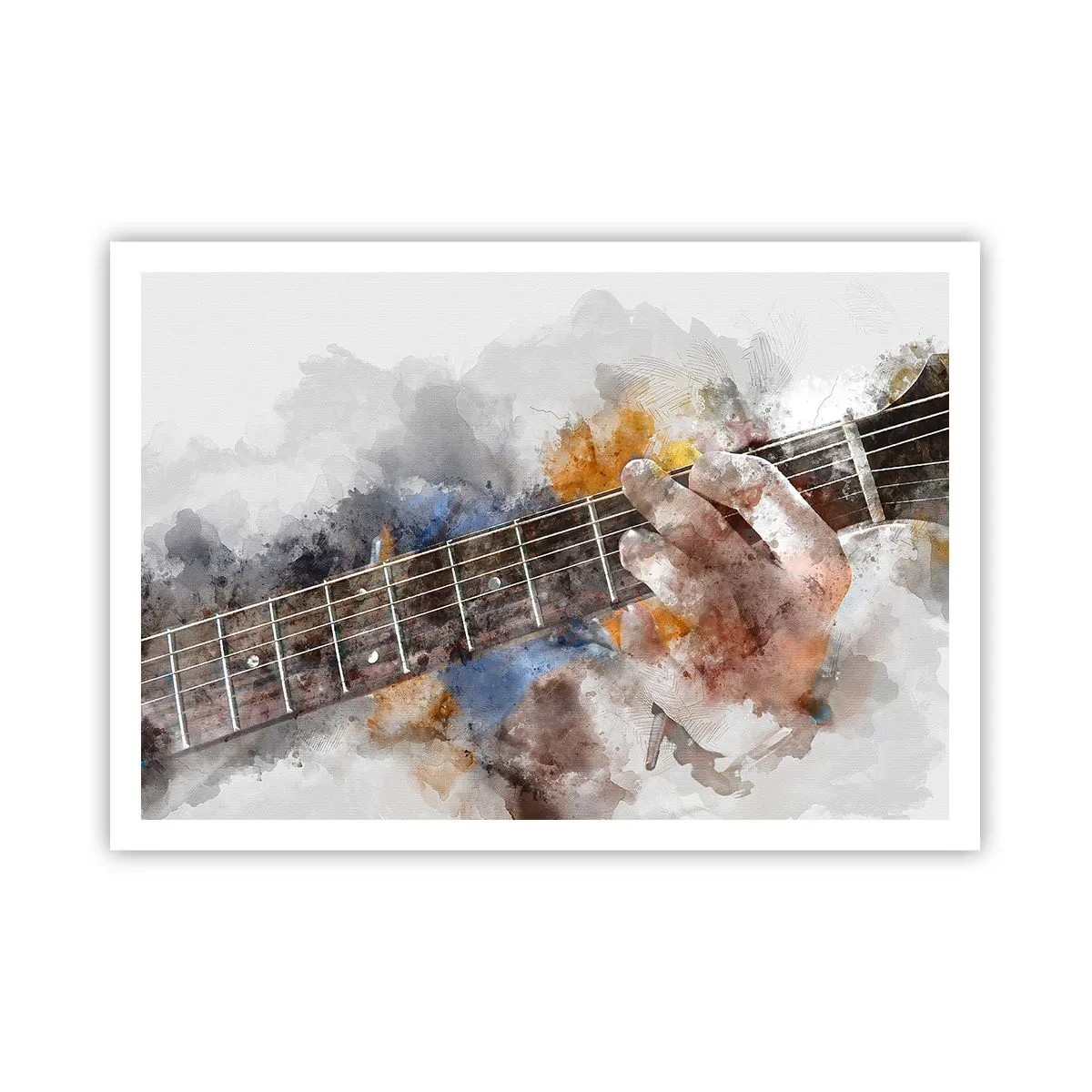 Póster - Imagen abstracta de una mano tocando la guitarra. - 100x70cm - Poesía entre las cuerdas - Decoración de pared moderna para salón y dormitorio ARTTOR