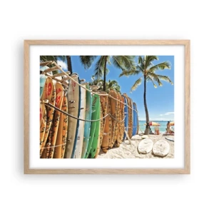 Póster en marco roble claro - Diversión soleada - 50x40 cm