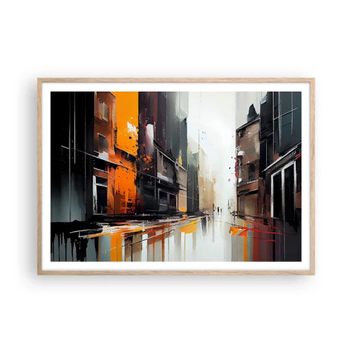 Póster en marco roble claro - Día lluvioso - 100x70 cm