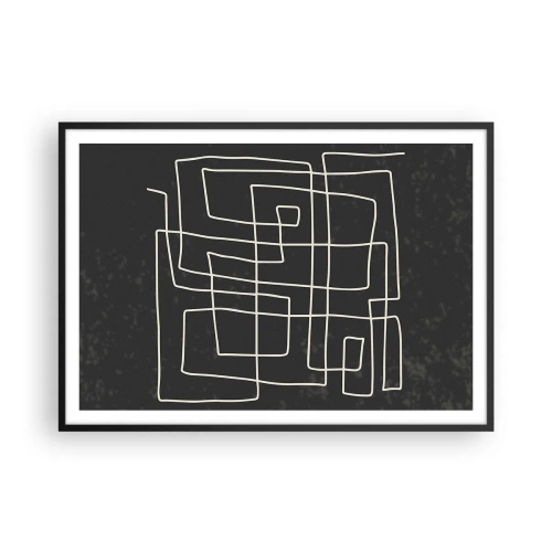 Póster en marco negro - Patrón geométrico abstracto sobre un fondo oscuro - 100x70cm - No es tan sencillo - Decoración de pared moderna para salón y dormitorio ARTTOR
