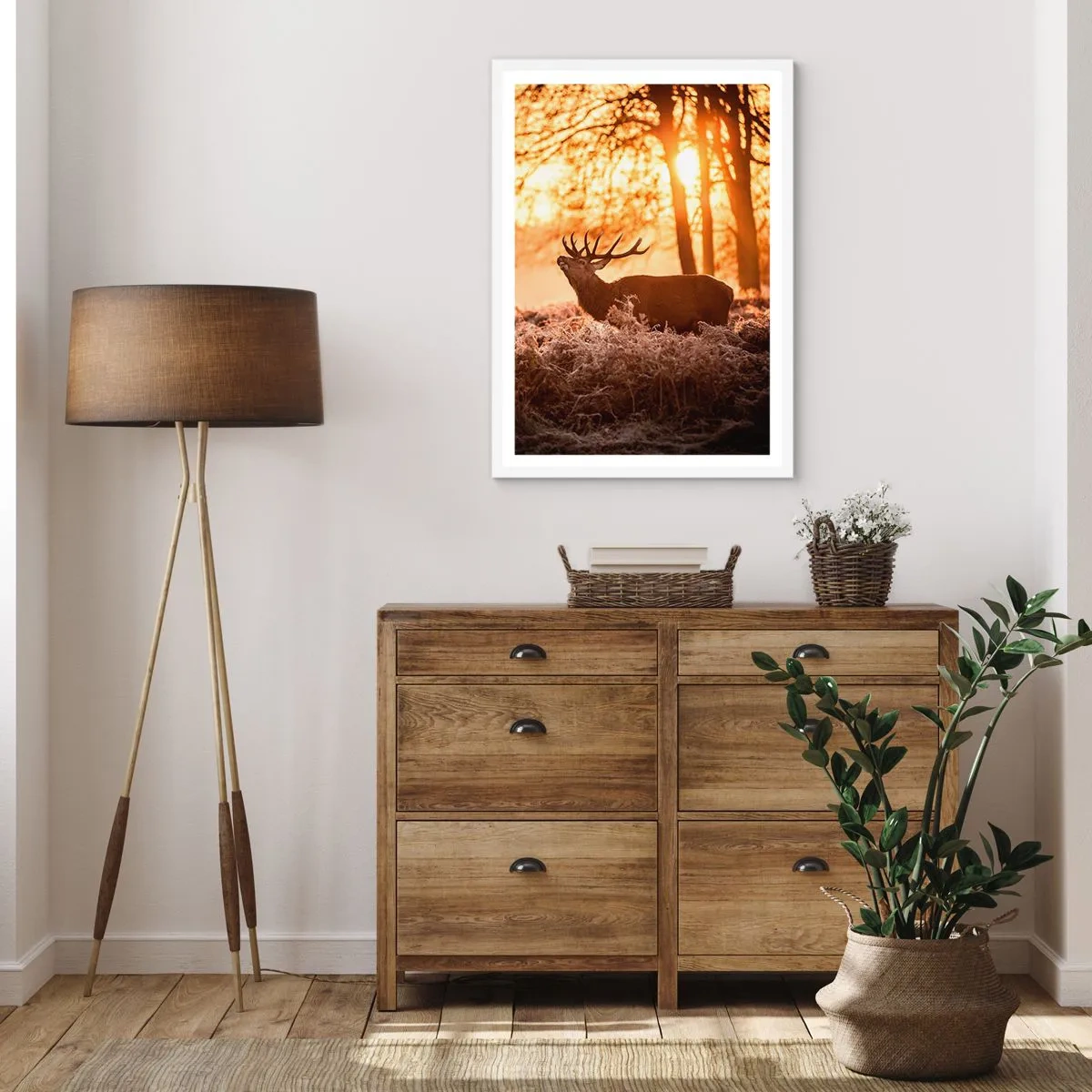 Póster en marco blanco - El sueño de un cazador - 70x100 cm