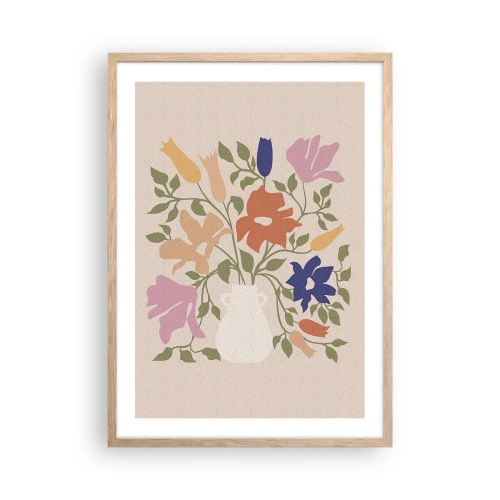 Póster en marco roble claro - Ramo delicado - 50x70 cm