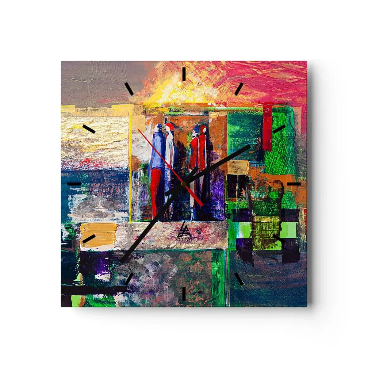 Reloj de pared - Reloj de vidrio - Composición abstracta con figuras y patrones geométricos. - 30x30cm - Relaciones y emociones - Decoración de pared moderna para salón y dormitorio ARTTOR