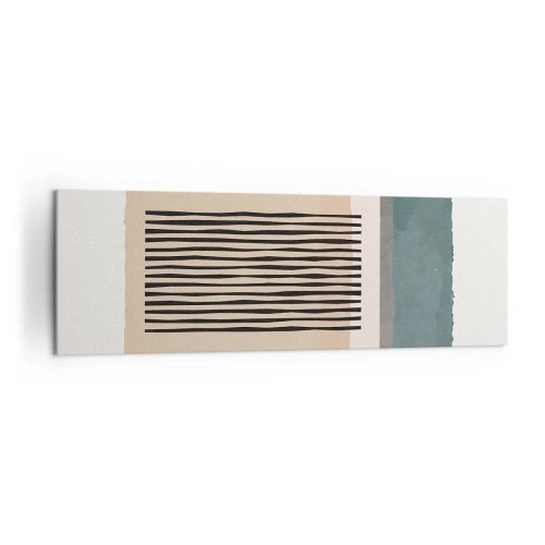Cuadro sobre lienzo - Impresión de Imagen - Formas geométricas minimalistas en tonos beige y verdes. - 160x50cm - Todo en orden - Decoración de pared moderna para salón y dormitorio ARTTOR