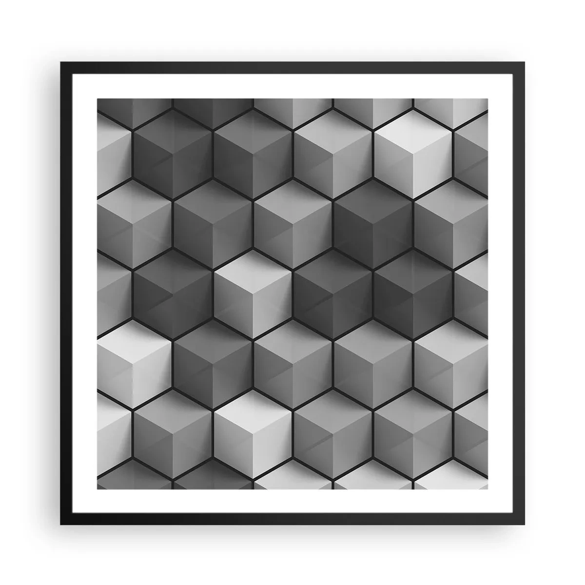 Póster en marco negro - Rompecabezas cubista - 60x60 cm