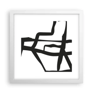 Póster en marco blanco - Construcción en blanco y negro - 30x30 cm