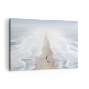 Cuadro sobre lienzo - Impresión de Imagen - Una figura en un camino solitario en medio de un vasto paisaje acuático. - 100x70cm - Un futuro brillante - Decoración de pared moderna para salón y dormitorio ARTTOR