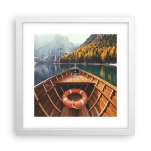 Póster en marco blanco - Viaje a la montaña - 30x30 cm