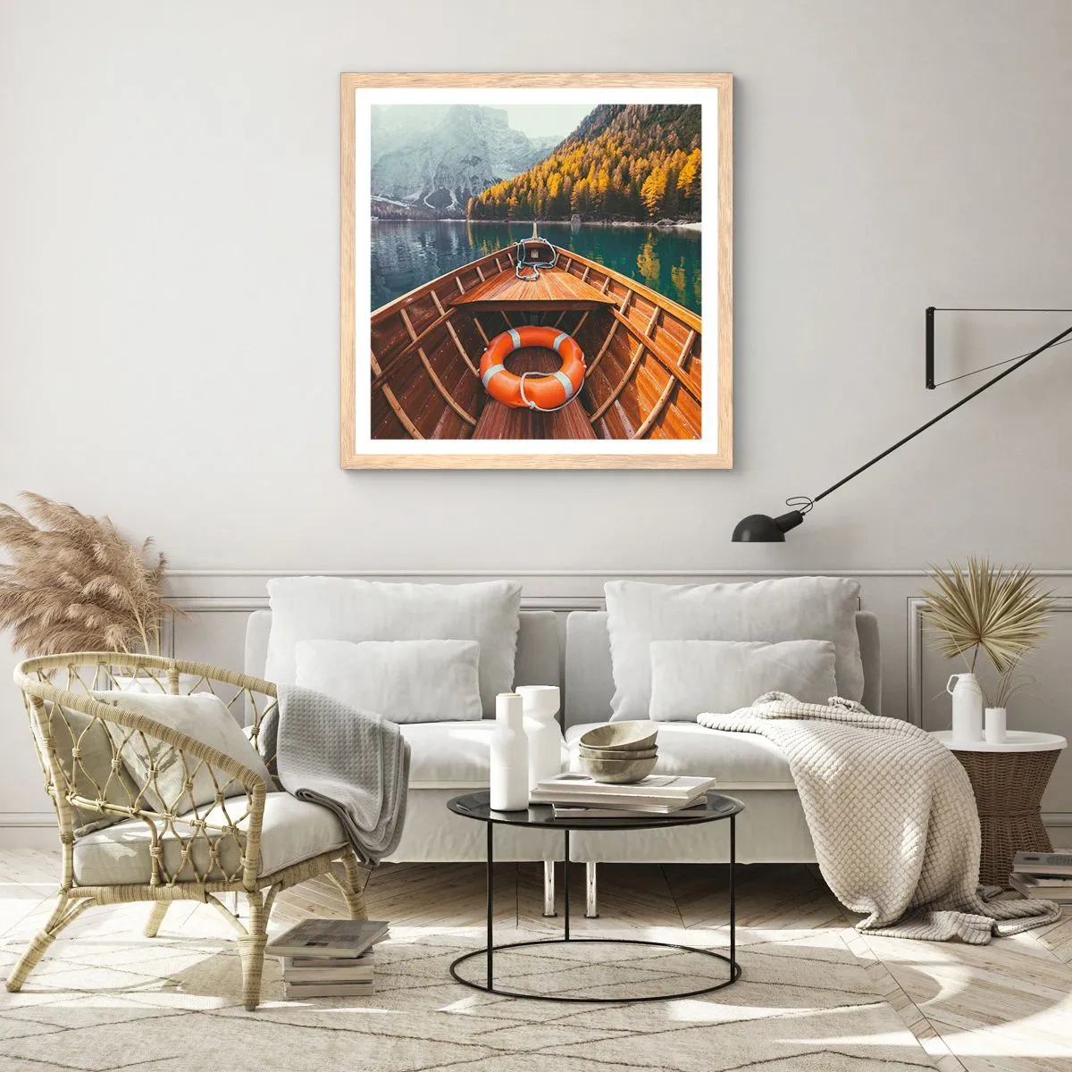 Póster en marco roble claro - Viaje a la montaña - 60x60 cm