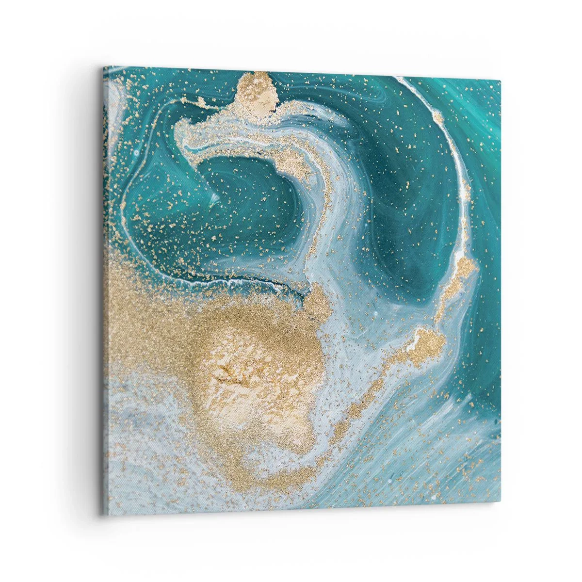 Cuadro sobre lienzo - Impresión de Imagen - Un remolino de oro y turquesa - 60x60 cm