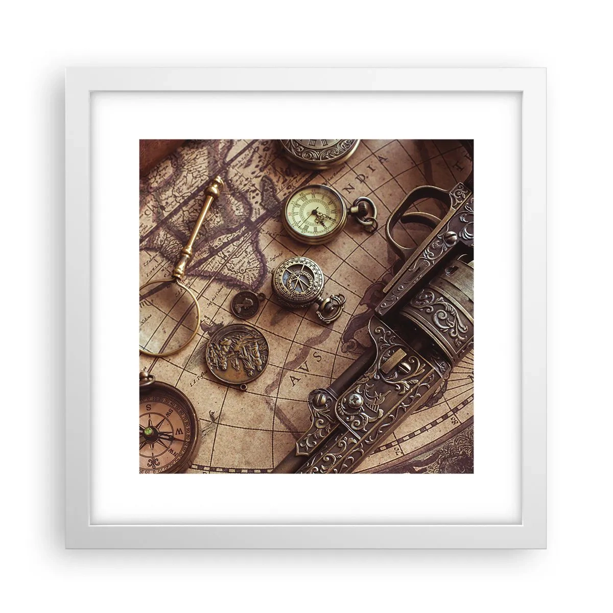 Póster en marco blanco - La aventura llama - 30x30 cm