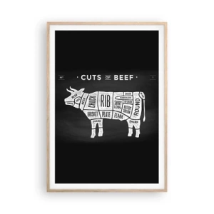 Póster en marco roble claro - Manual del carnicero - 70x100 cm