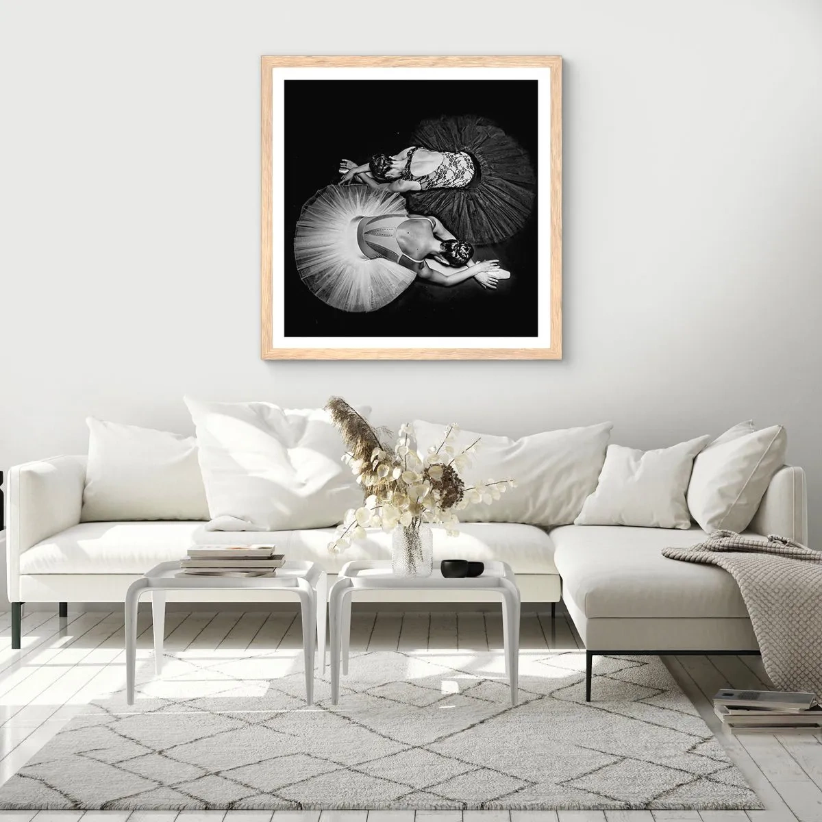 Póster en marco roble claro - Yin y yang: el equilibrio perfecto - 40x40 cm