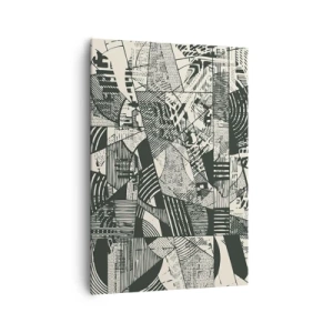 Cuadro sobre lienzo - Impresión de Imagen - Patrones abstractos geométricos en tonos verdes sobre un fondo claro - 70x100cm - La dinámica del presente - Decoración de pared moderna para salón y dormitorio ARTTOR