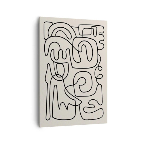 Cuadro sobre lienzo - Impresión de Imagen - Patrón de arte lineal abstracto en negro sobre un fondo claro - 70x100cm - El camino correcto - Decoración de pared moderna para salón y dormitorio ARTTOR