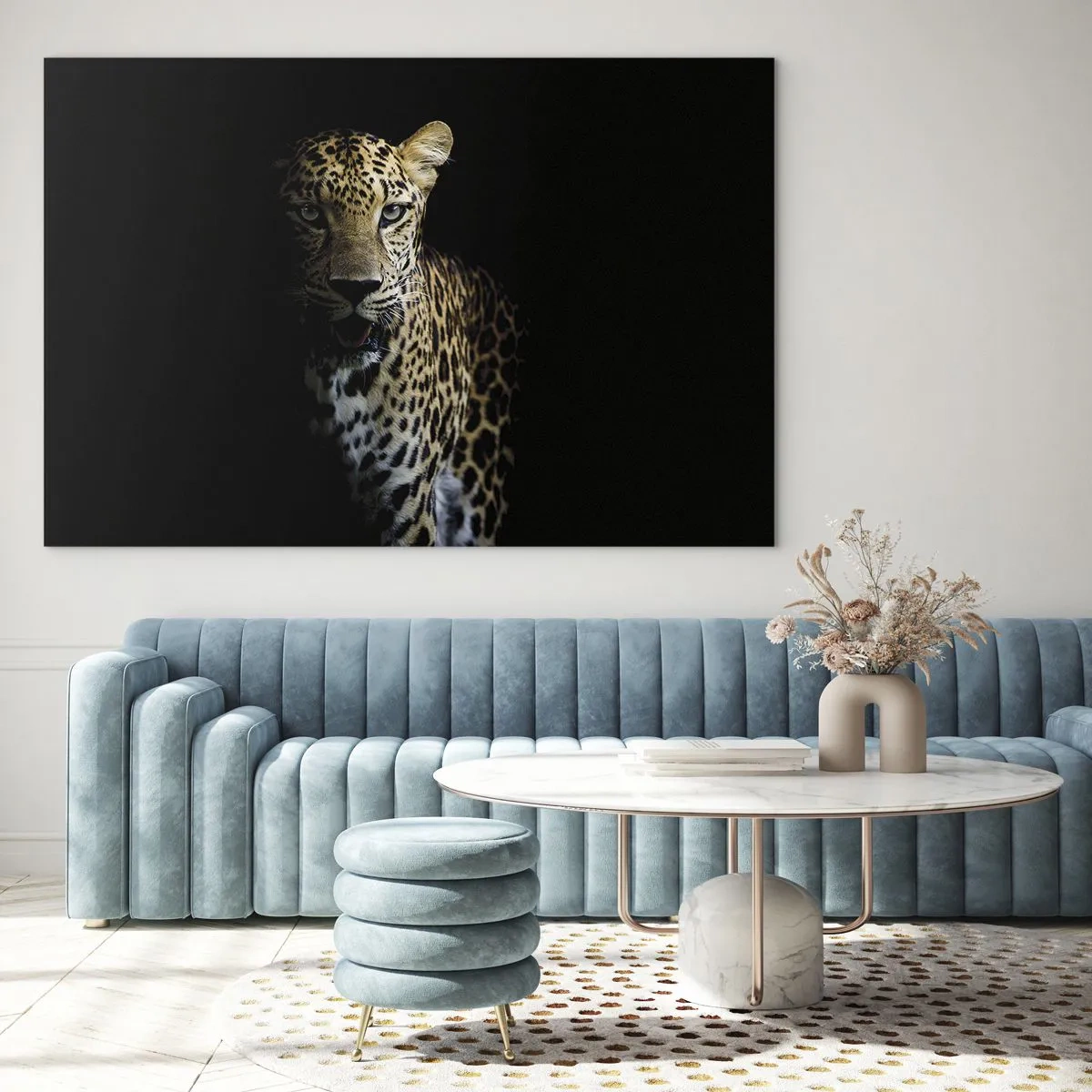 Cuadro sobre vidrio - Impresiones sobre Vidrio - León en la sombra - 100x70cm - Belleza oscura - Decoración de pared moderna para salón y dormitorio ARTTOR