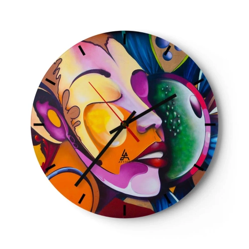 Reloj de pared - Reloj de vidrio - Toque de color - 40x40 cm