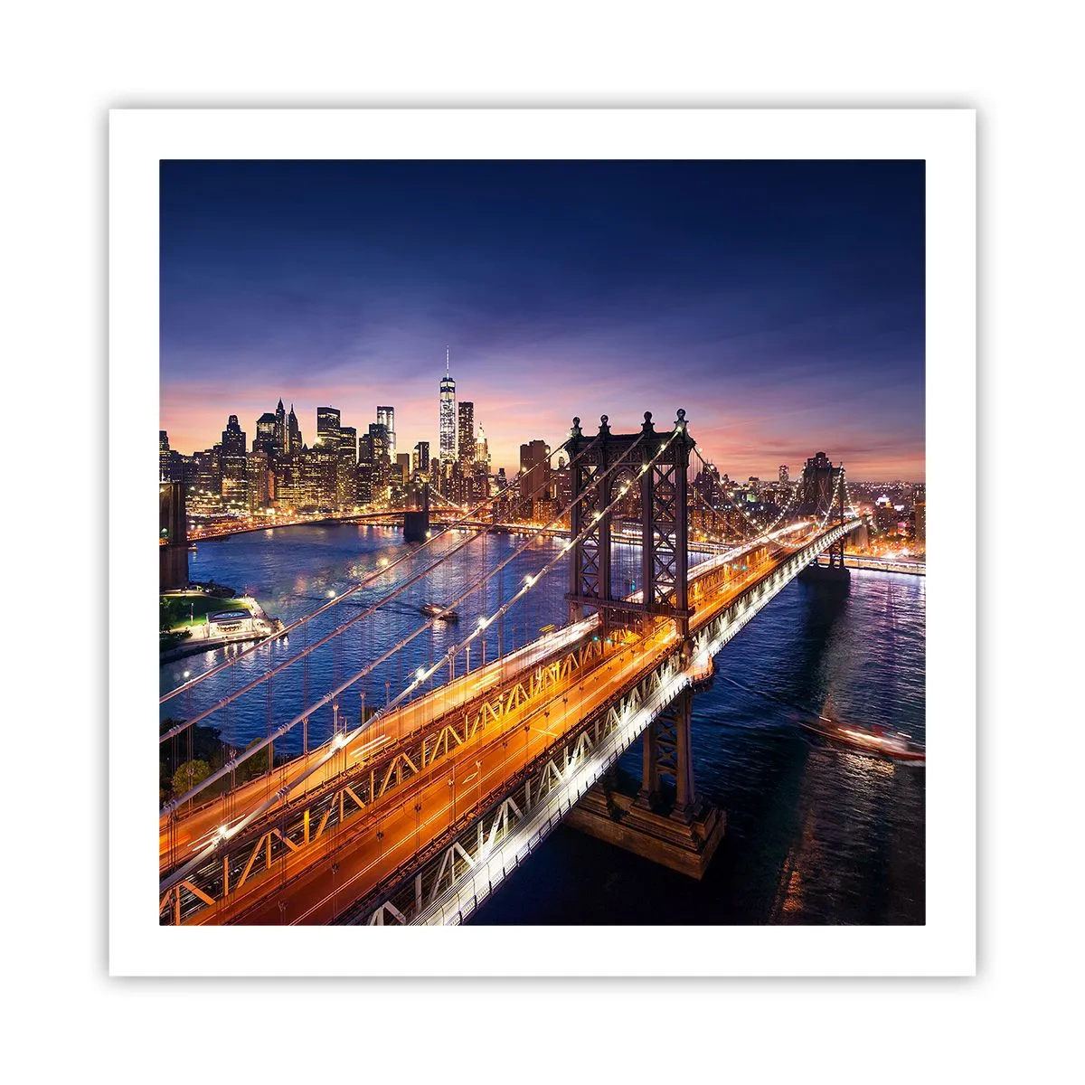 Póster - Un puente luminoso hacia el corazón de la ciudad - 60x60 cm