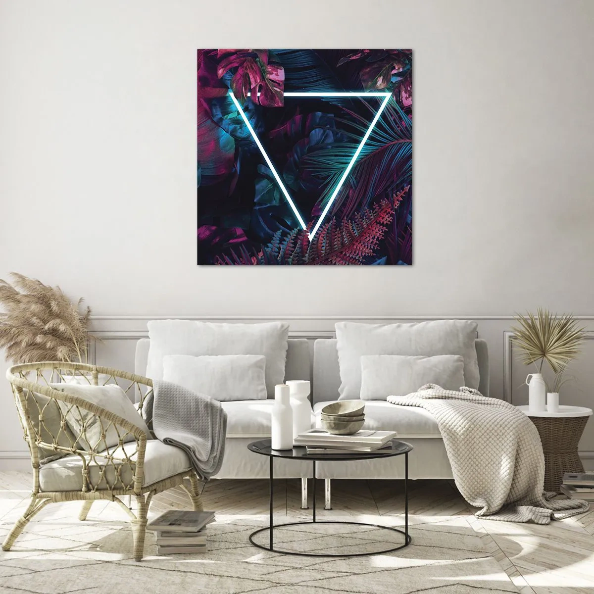 Cuadro sobre vidrio - Impresiones sobre Vidrio - Jardín fluorescente - 50x50 cm