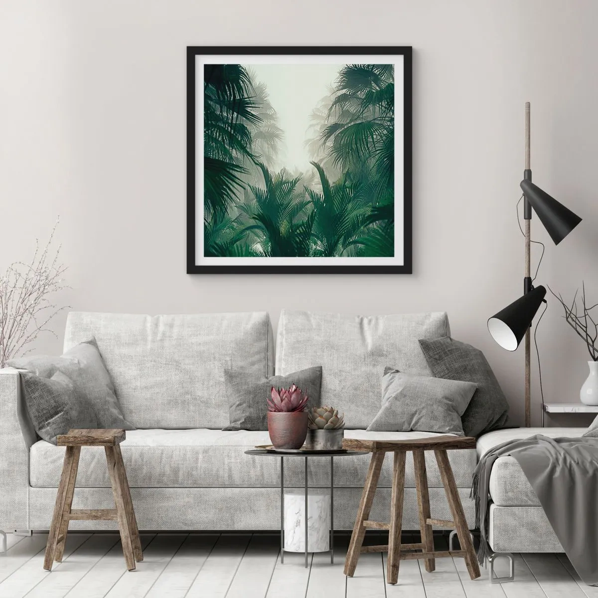 Póster en marco negro - Misterio tropical - 40x40 cm