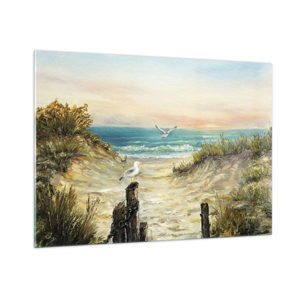 Cuadro sobre vidrio - Impresiones sobre Vidrio - Retiro sin viento - 100x70cm - Un retiro ventoso - Decoración de pared moderna para salón y dormitorio ARTTOR