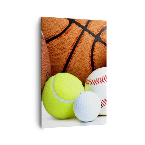 Cuadro sobre lienzo - Impresión de Imagen - Balones de diversas disciplinas deportivas - 80x120cm - Unidos por el deporte - Decoración de pared moderna para salón y dormitorio ARTTOR