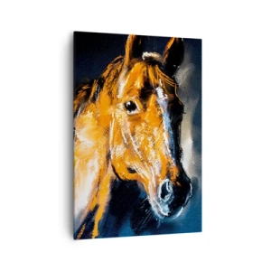 Cuadro sobre lienzo - Impresión de Imagen - Retrato de un caballo en un estilo dinámico y pictórico. - 70x100cm - Entonces, ¿vienes? - Decoración de pared moderna para salón y dormitorio ARTTOR