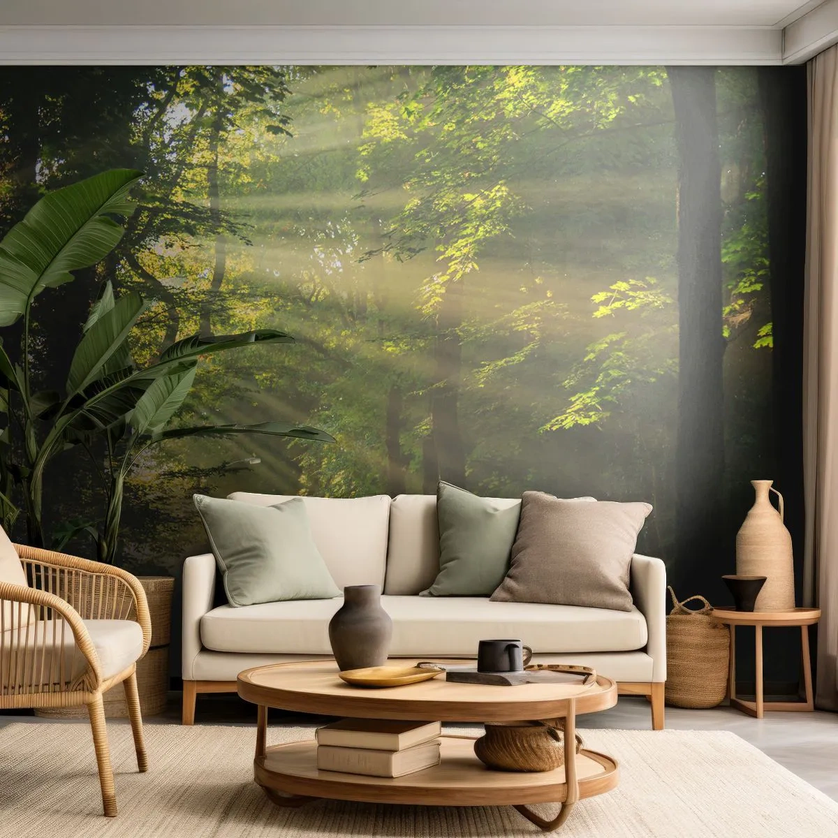 Fotomural Premium Sand - Un momento en el bosque - Paisaje, Bosque, Naturaleza - 200x140 cm