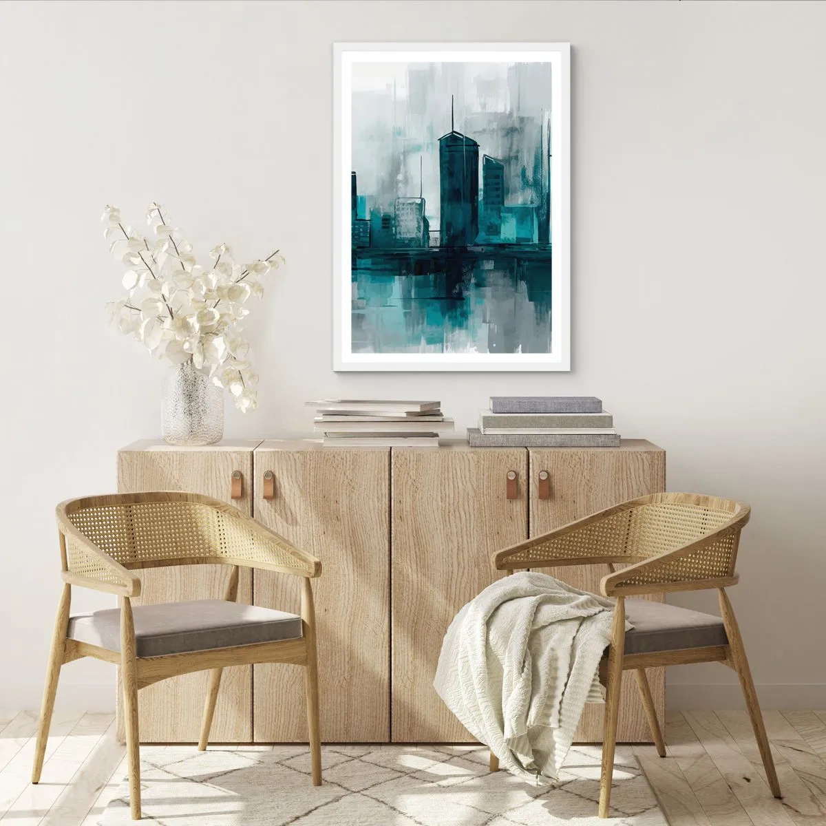Póster en marco blanco - Ciudad color lluvia - 61x91 cm