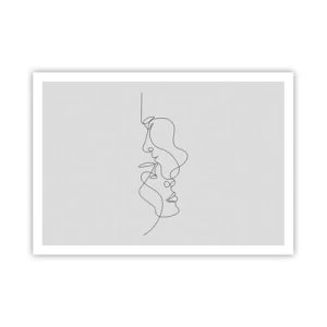 Póster - Un dibujo minimalista de dos caras en una línea. - 100x70cm - El calor de los deseos lúgubres - Decoración de pared moderna para salón y dormitorio ARTTOR