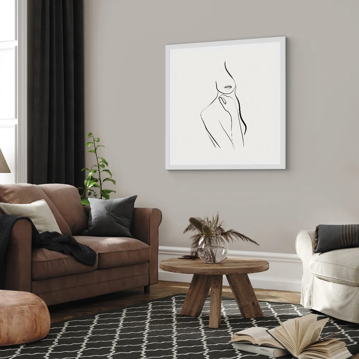 Póster en marco blanco - Una ola de melancolía - 30x30 cm