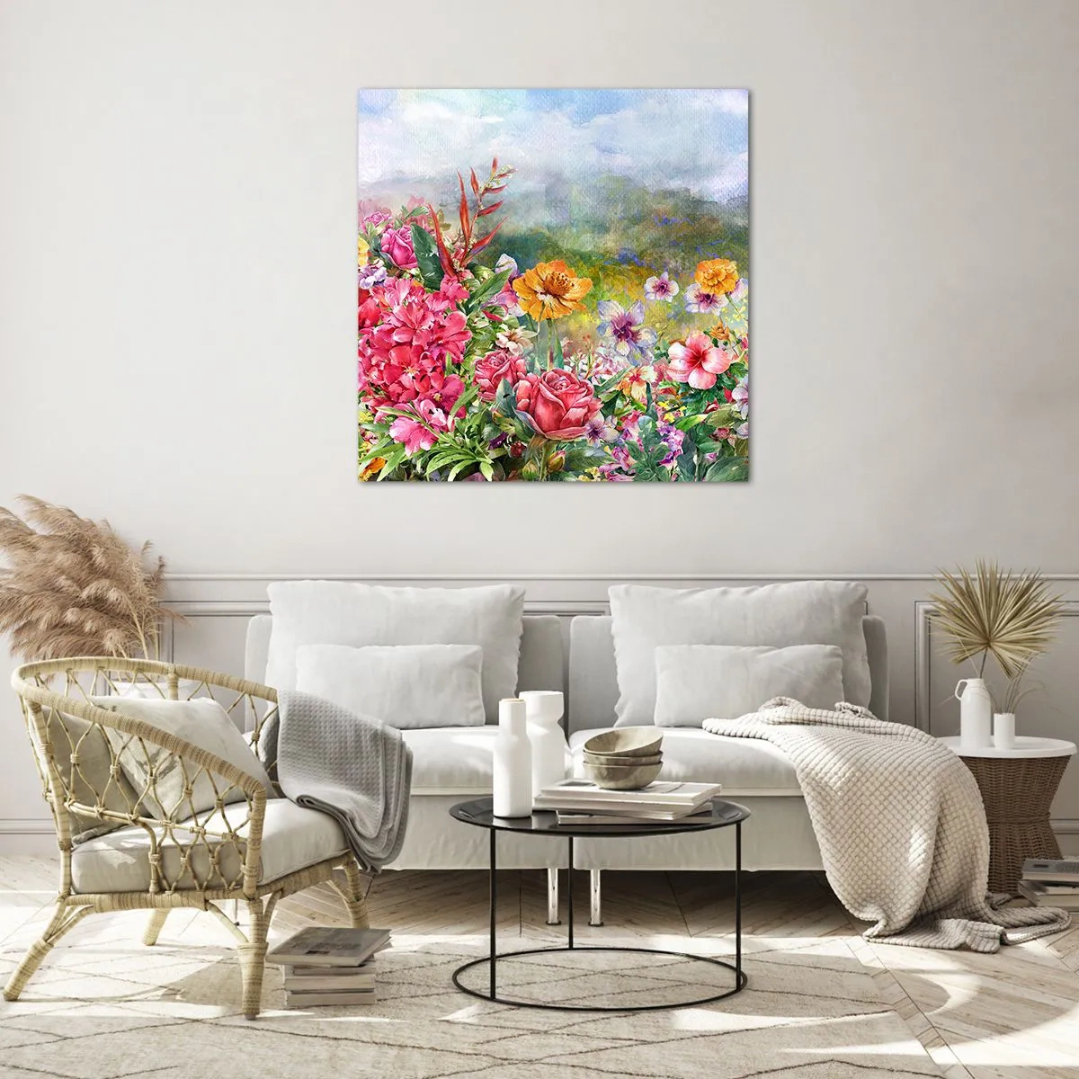 Cuadro sobre vidrio - Impresiones sobre Vidrio - Un jardín enloquecido - 50x50 cm