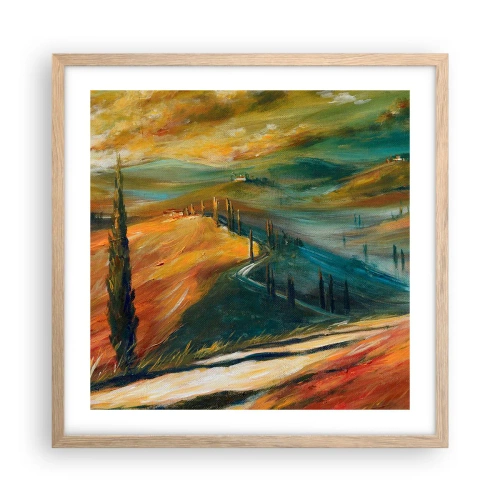 Póster en marco roble claro - Paisaje toscano - 50x50 cm