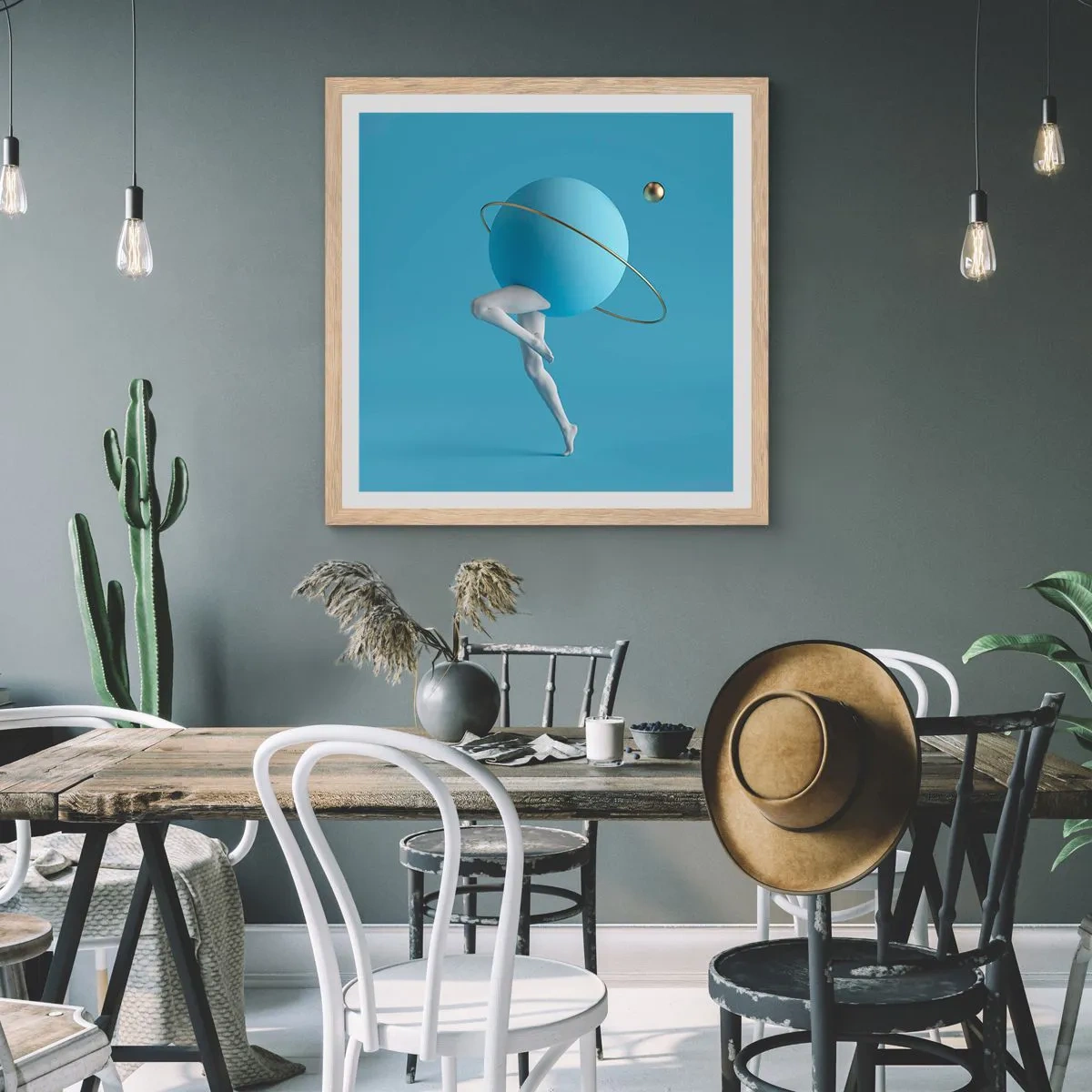 Póster en marco roble claro - Y los planetas se vuelven locos - 40x40 cm