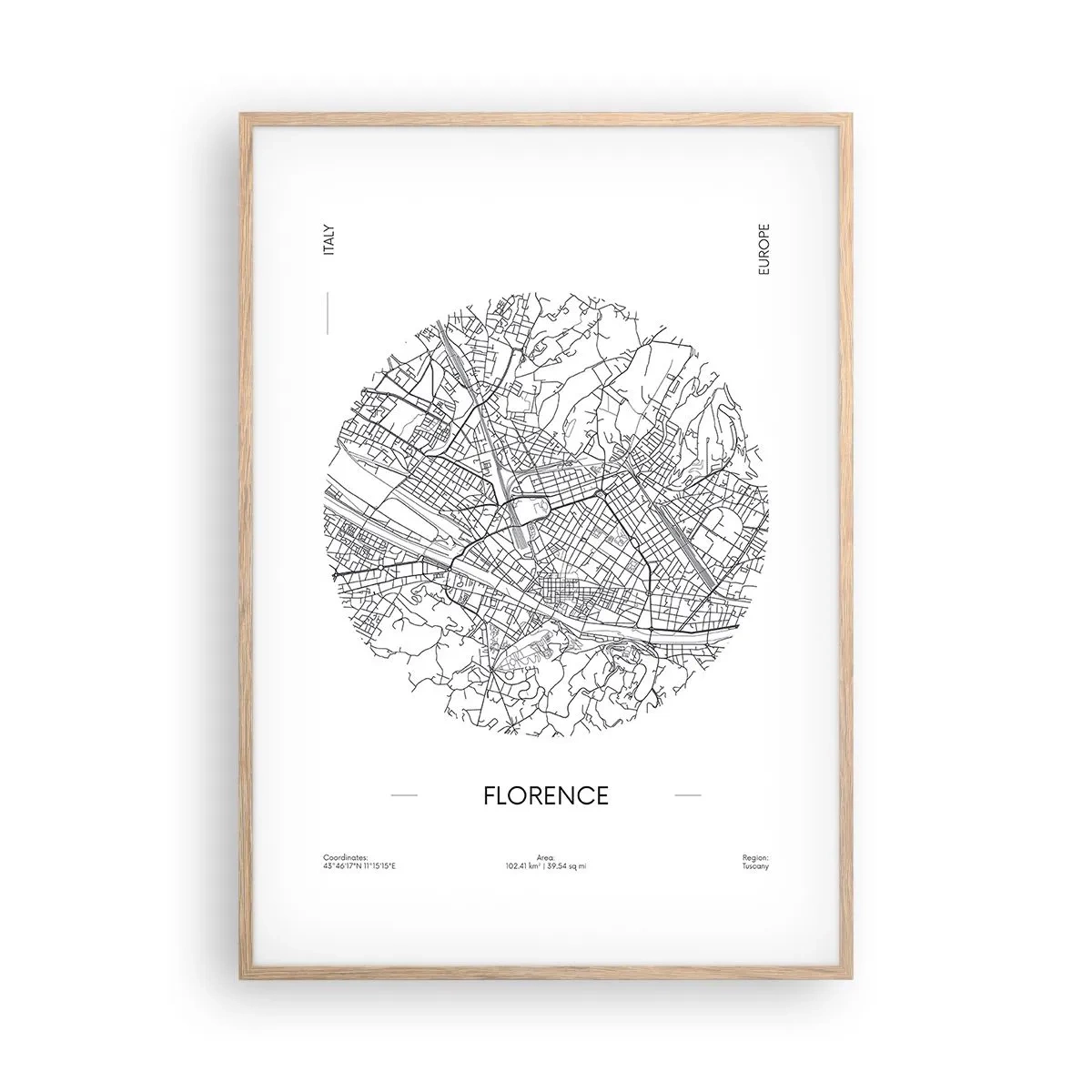 Póster en marco roble claro - Anatomía de Florencia - 70x100 cm