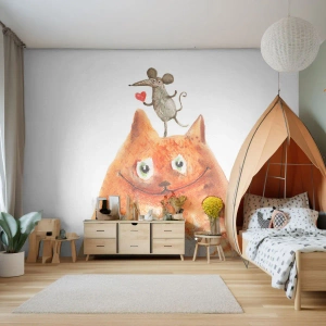 Fotomural Autadhesivo Deluxe Sticker - Paradojas del amor - Para niños, Ratón, Gato - 100x70 cm