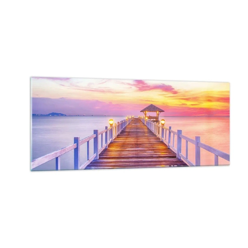Cuadro sobre vidrio - Impresiones sobre Vidrio - El silencio lila-dorado de la tarde - 100x40 cm