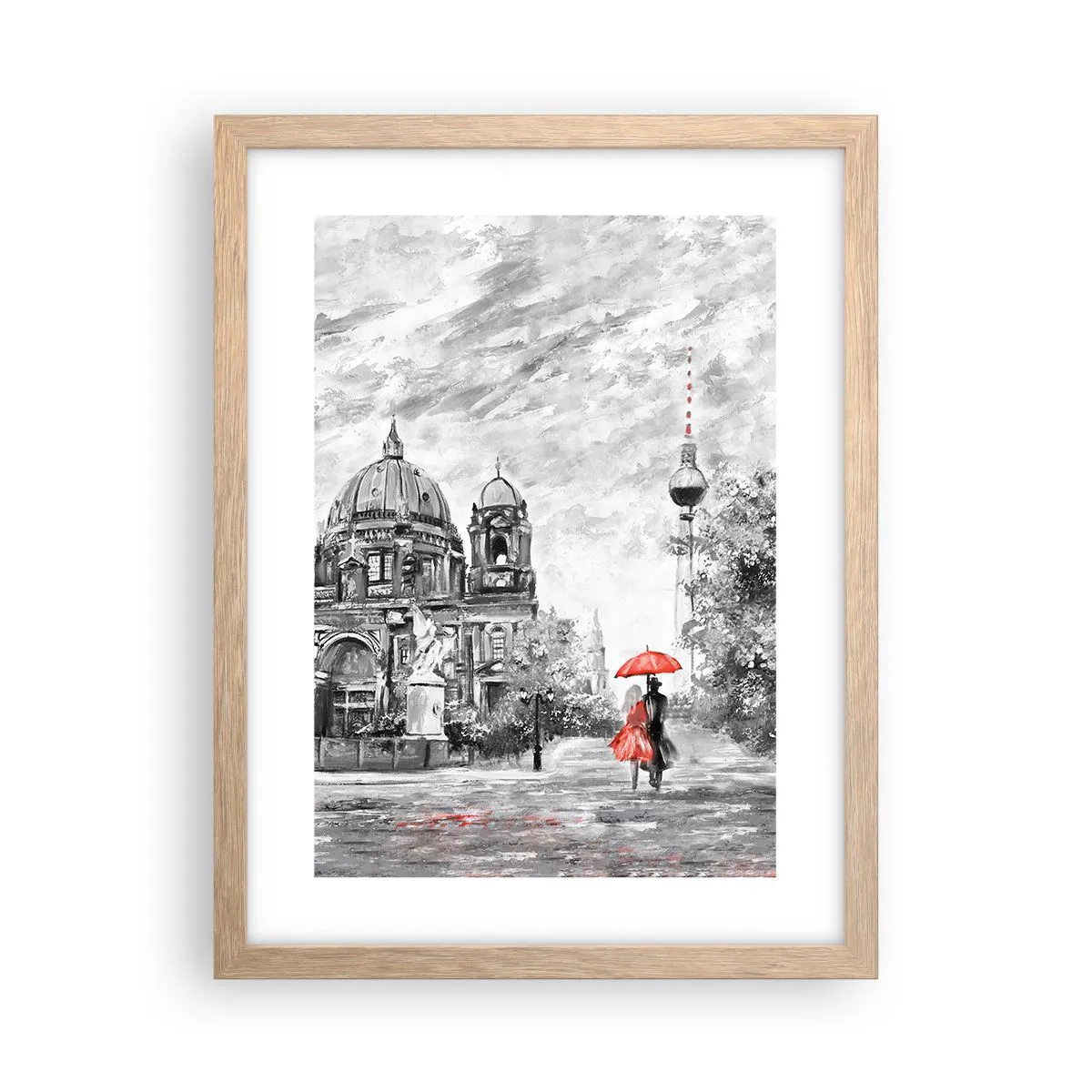 Póster en marco roble claro - Reunión en Berlín - 30x40 cm