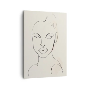 Cuadro sobre lienzo - Impresión de Imagen - Boceto minimalista del rostro de una mujer. - 50x70cm - Un esbozo de sensualidad - Decoración de pared moderna para salón y dormitorio ARTTOR