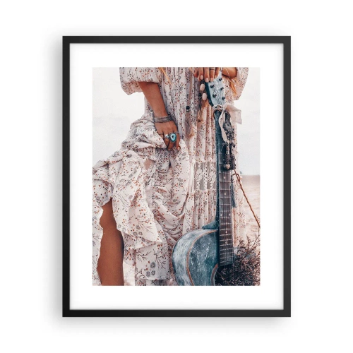 Póster en marco negro - Una flor en el camino - 40x50 cm