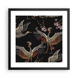 Póster en marco negro - Aves de cuento de hadas - 40x40 cm