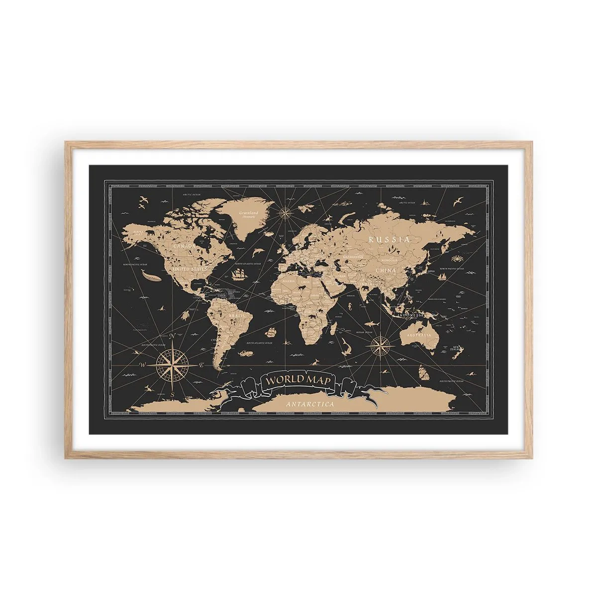 Póster en marco roble claro - Las fronteras de mi mundo - 91x61 cm